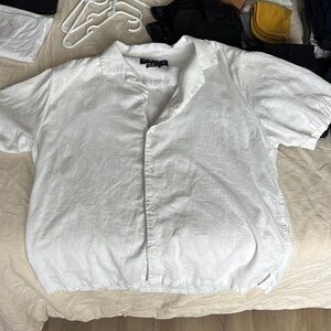 Abercrombie White Linen Button Up Shirt